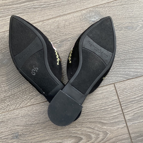 Franco Sarto Black Floral Embroidered Mules - Brand New - Picture 2 of 4